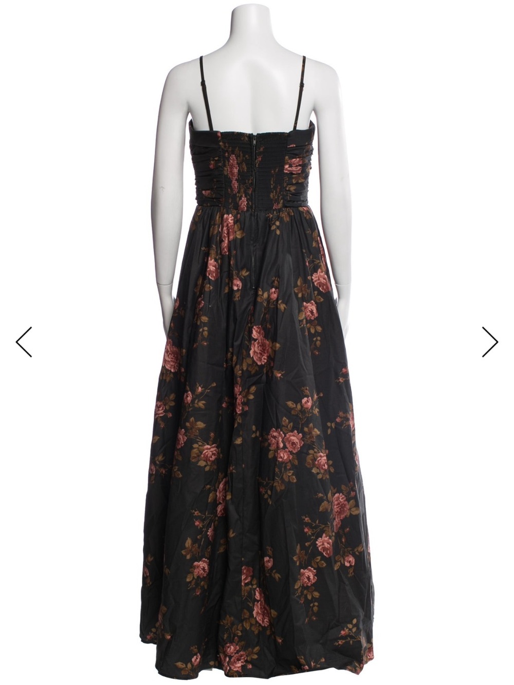 Reformation Black Maxi Dress with Pink Rose Print kastoria USA 8 - Picture 3 of 5